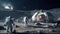 several astronauts working at the exterior of moon space station, futuristic space exploration, AI, generated