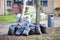 Several bags of leaf in one housing estate