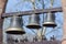 Several Bells in a close-up. In the spring.