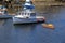 Several boats anchored in calm waters, Perkins Cove,Ogunquit, Maine,2016