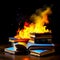 Several books are on fire.