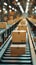 Several boxes on conveyor belt depict efficient logistics operations