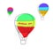 Several bright colored balloons in the sky. Vector