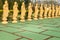 Several Buddha statues in perspective at the buddhist temple