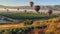 Several Colorful Hot Air Balloons Drifting Above Temecula Valley, California - Generative AI