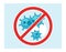 Several coronaviruses crossed with aware stop sign isolated vector image. Stop coronavirus precaution sticker.