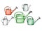 Several different watering cans