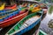 Several fishermen\\\'s colorful boats, Generative AI image