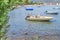 Several fishing boat tied on sea shore