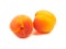 Several five group ripe orange apricots, peaches isolated on whi