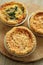 Several french quiche lorraine in vertical format