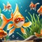 Several goldfish in an aquarium. Success or job search concept