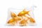 Several Goldfish in plastic bag isolated on white background.