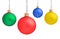 Several hanging Christmas baubles