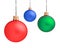 Several hanging Christmas baubles