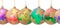 Several hanging Christmas baubles isolated