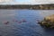 Several kayakers enjoying a day on the water, La Jolla Beach, San Diego, Ca, 2016