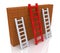 Several ladders with different length leaning the