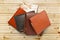 Several leather wallet