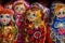 Several Matryoshka or nesting dolls. Souvenirs for tourists, Ru