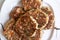 Several meat fried burgers cutlets on a plate, food, meat dish