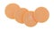 Several orange candy wafers isolated on a white background