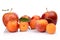 Several peaches,apricots,nectarines and apples isolated on white