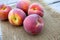 Several peaches on a table