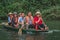 Several people are on a boat in Vietnam.