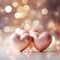 Several pink heart shapes on abstract light glitter background, love concept for Valentines day