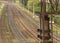 Several rail tracks going to the horizon, top view