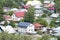 Several residential buildings in the Russian village in the summer