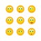 The several round yellow emoticons with different emotions