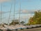 Several sailing boats resting on the shore, horizontal photo, photo took in New Zealand, photo is usab