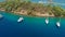 Several Sailing yachts, a delightful seascape drone photo.