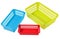 Several small different colored plastic baskets for household us