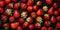 several strawberries close-up on a dark background. ripe berry, image for advertising.