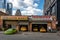 Several taxis at car repair shop, Manhattan, New York C ity, USA