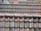Several tiled roofs in tele-perspective