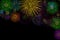 Several types of colorful fireworks of various portions on a black background illustration.