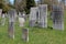 Several weathered headstones in the Old Revolutionary Cemetery, Salem, New York, 2016