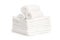 Several white beach cotton towels folded on white background