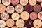Several Wine Corks seen from above.