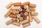 Several Wine Corks on a white background.
