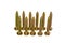 Several wood screws with countersunk head on light background