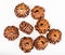 Several wooden beads from Rudraksha tree seeds