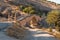 Severan Bridge, Cendere Koprusu is a late Roman bridge, close to Nemrut Dagi and Adiyaman, Turkey. Roadway flanked by ancient