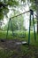 Severe childhood of Russian children. Broken swing in the yard