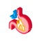 Severe heartburn stomach pain isometric icon vector illustration