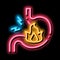 severe heartburn stomach pain neon glow icon illustration